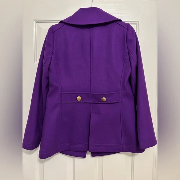 J crew Wool-Blend Double-Breasted Peacoat - Purple size 2 - Picture 3 of 5